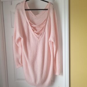 SO Pink V-Neck Sweater with Relaxed Fit